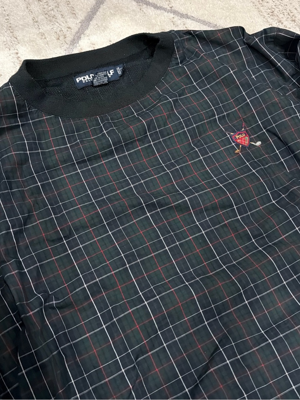 Vintage Ralph Lauren Polo Golf Green Plaid Light Pullover Windbreaker Men’s XL